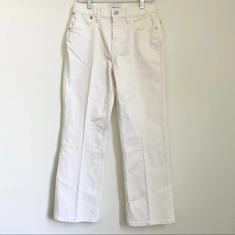 NWT Current/Elliott Straight Leg White Denim Jeans